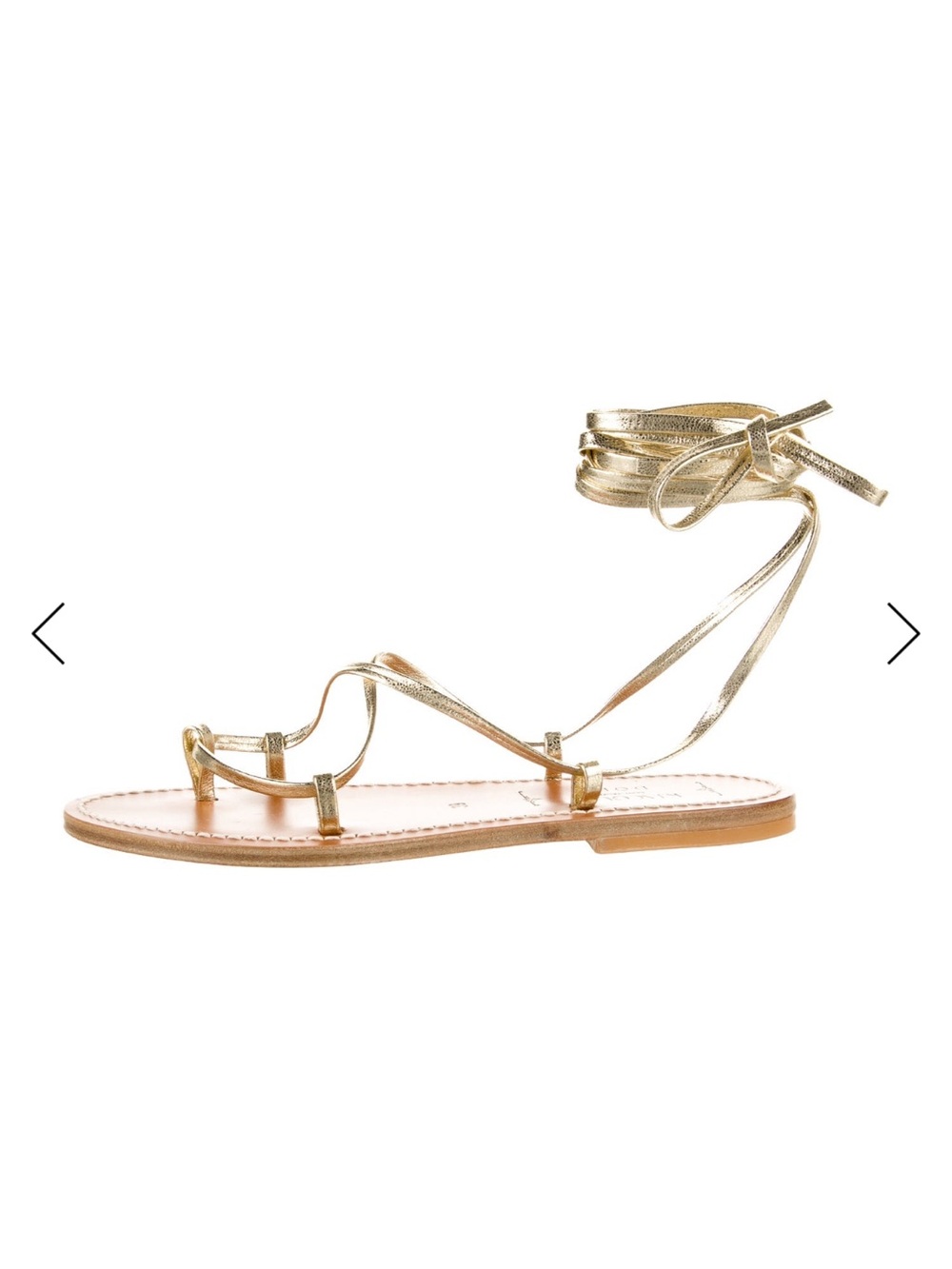 Doen Metallic Gold Wrap-Ankle Flat Sandals